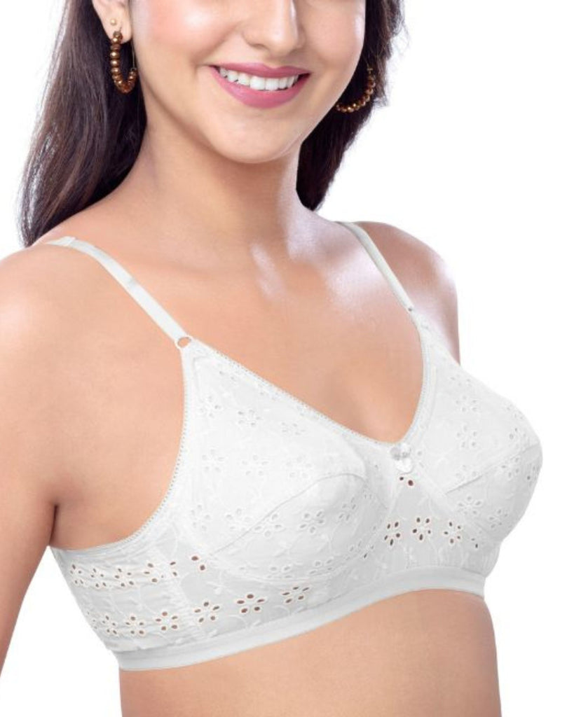 Italia Non Padded  Cotton Bras  Embroidered -  BRIDA GARMENTS