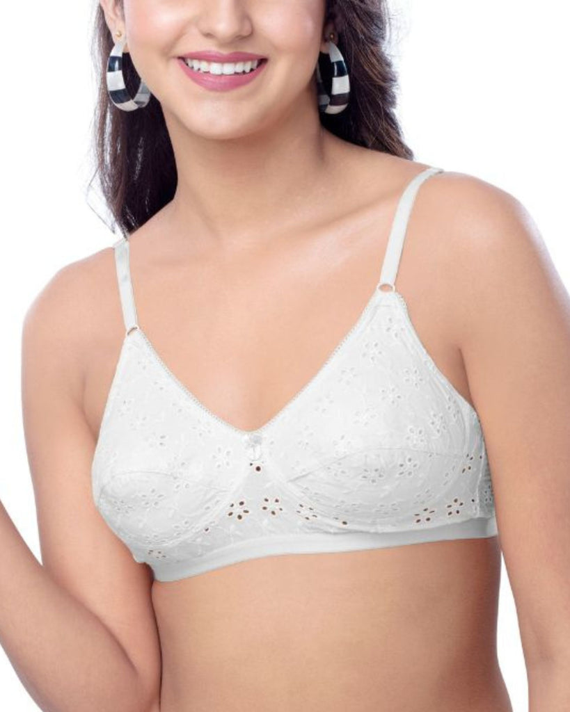 Italia Non Padded  Cotton Bras  Embroidered -  BRIDA GARMENTS