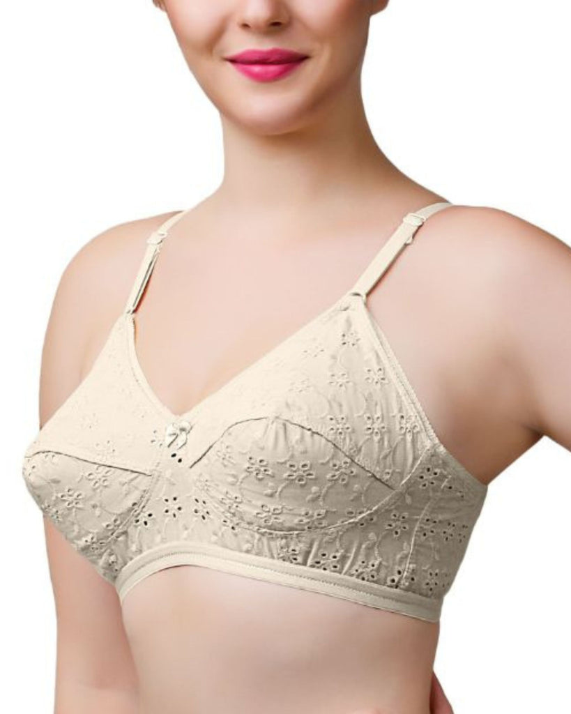 Italia Non Padded  Cotton Bras  Embroidered -  BRIDA GARMENTS