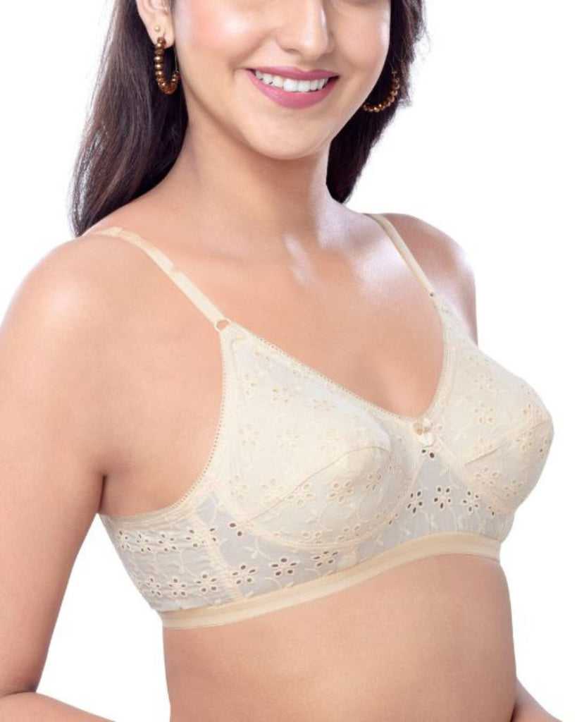 Italia Non Padded  Cotton Bras  Embroidered -  BRIDA GARMENTS