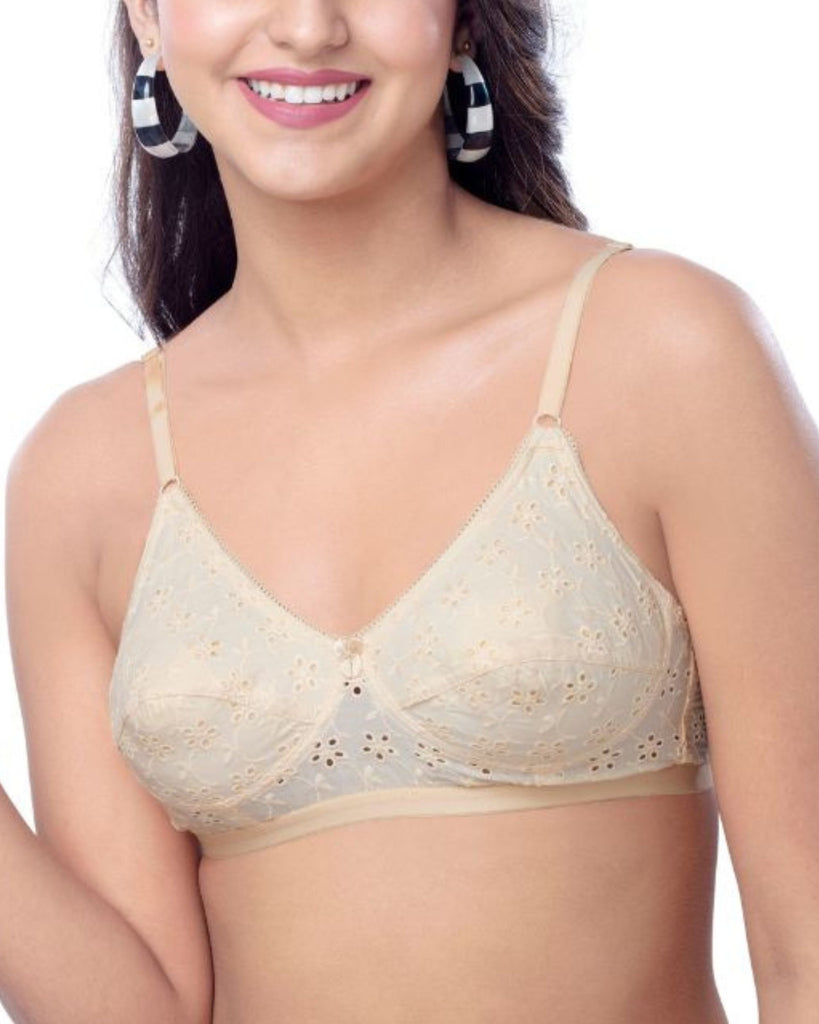 Italia Non Padded  Cotton Bras  Embroidered -  BRIDA GARMENTS