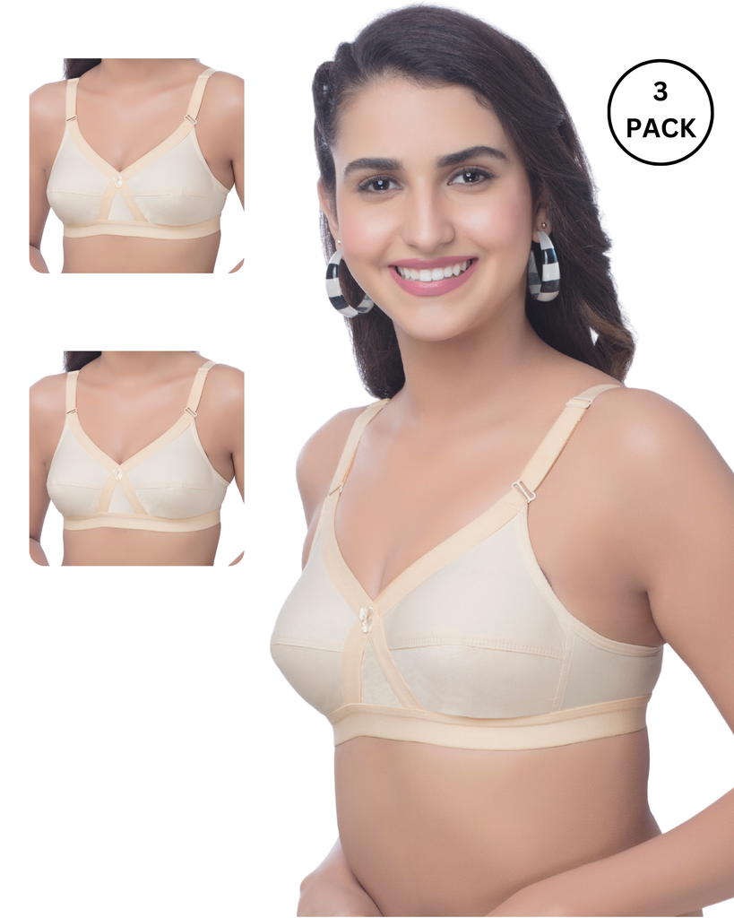 Cosmos Plus Non Padded Cotton Bras Curves (B,C,D Combo Pack) -  BRIDA GARMENTS