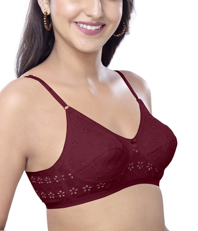 Italia Non Padded  Cotton Bras  Embroidered -  BRIDA GARMENTS