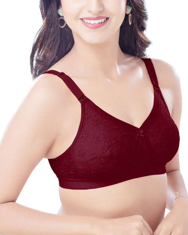 Barsa  Non Padded  Cotton Bras  Embroidered (Combo) -  BRIDA GARMENTS