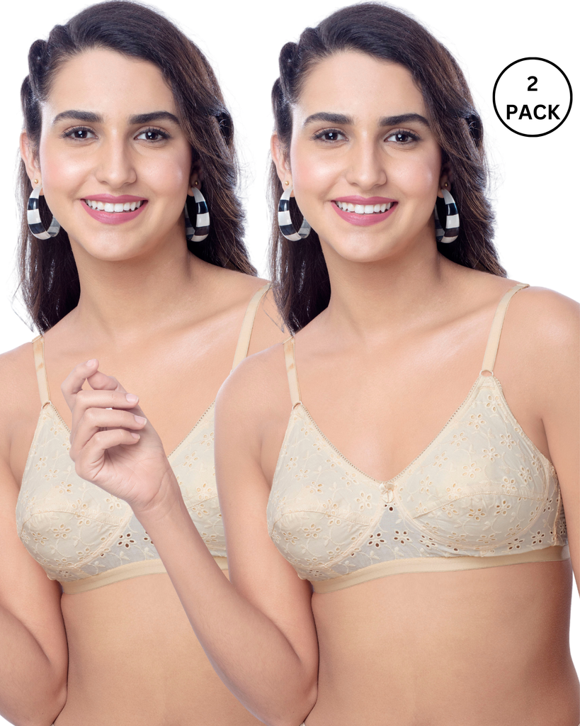 Italia Non Padded  Cotton Bras  Embroidered -  BRIDA GARMENTS